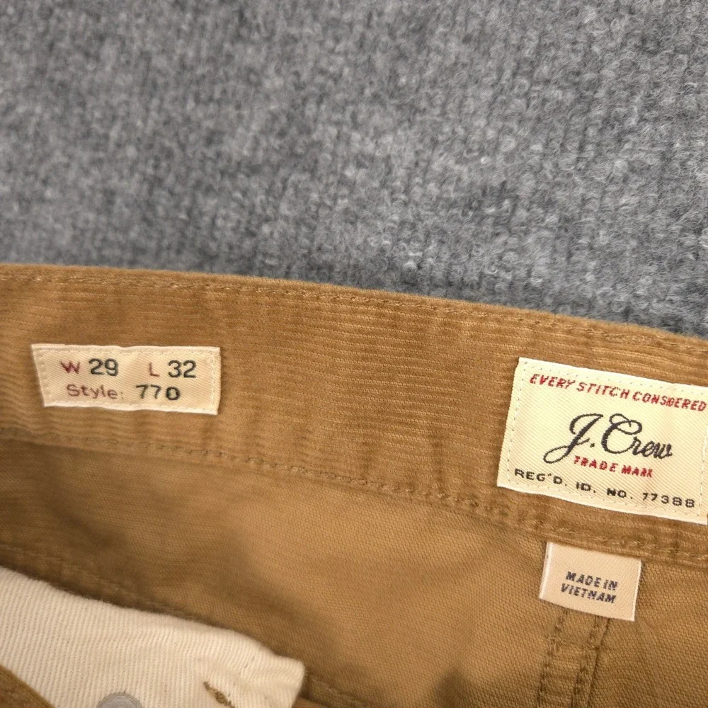 J Crew 770 Corduroy Pants Mens 29X32 Brown Slim Straight Fit 5 Pocket Preppy NEW